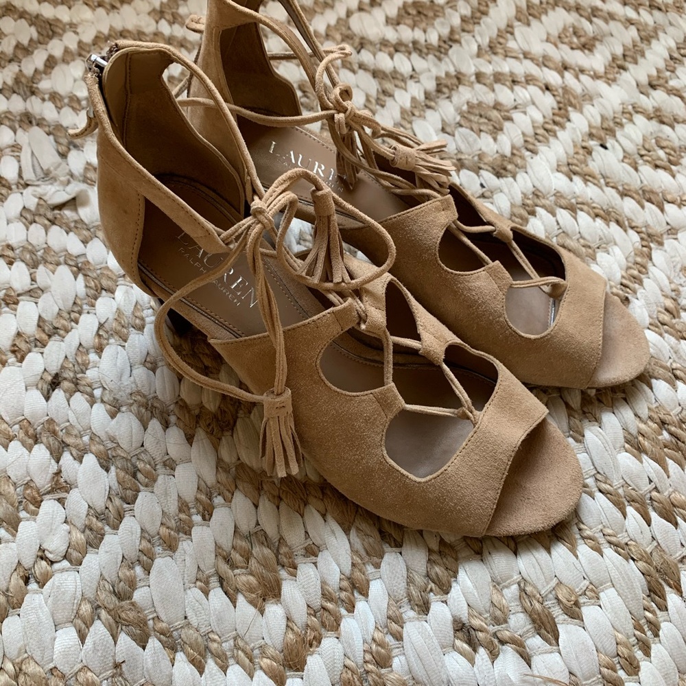 Suede tan heels